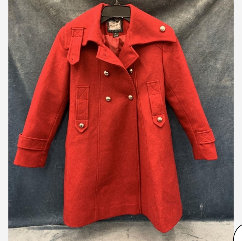 Red Double-Breasted Kids Coat